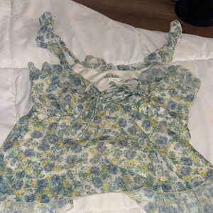 Wild Fable Blue and Yellow Floral Blouse